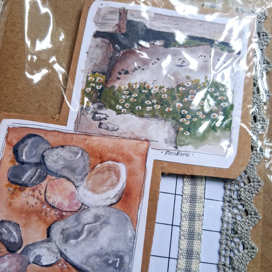 Image of watercolour print greeting card handmade- no 6 beachscape