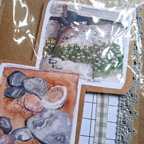 watercolour print greeting card handmade- no 6 beachscape