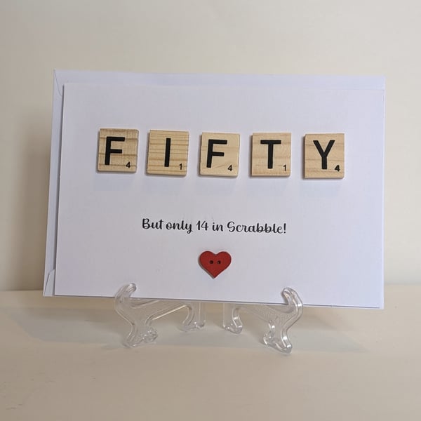 50th Birthday scrabble greetings card