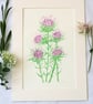 Summer Seconds Thistle hand-painted original watercolour painting A4 mounted