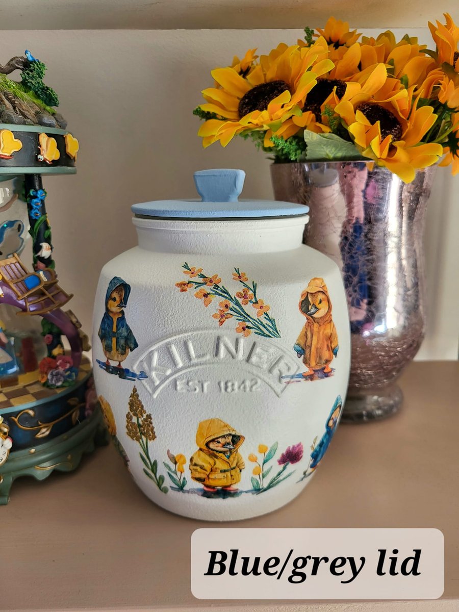 Ducklings hand painted and decoupaged 2ltr Kil... - Folksy