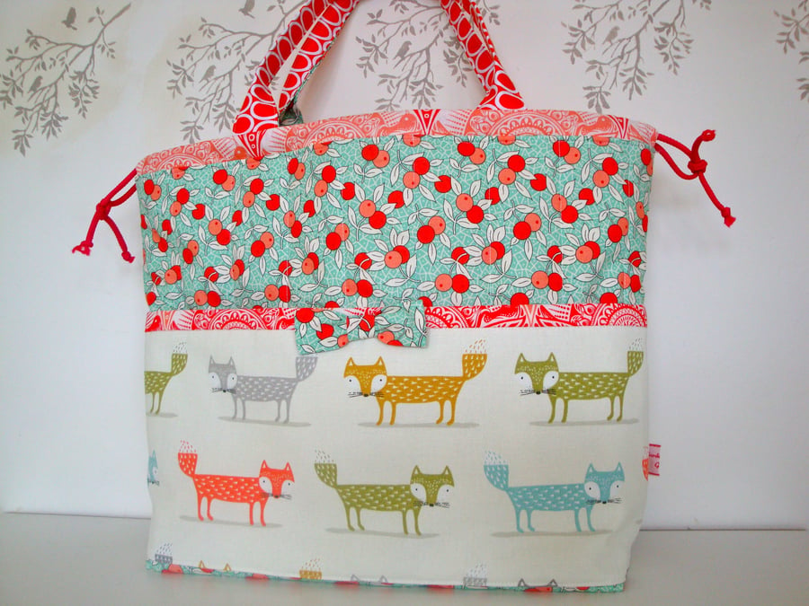 Cotton Drawstring Tote - Beach Bag - Foxy bag 