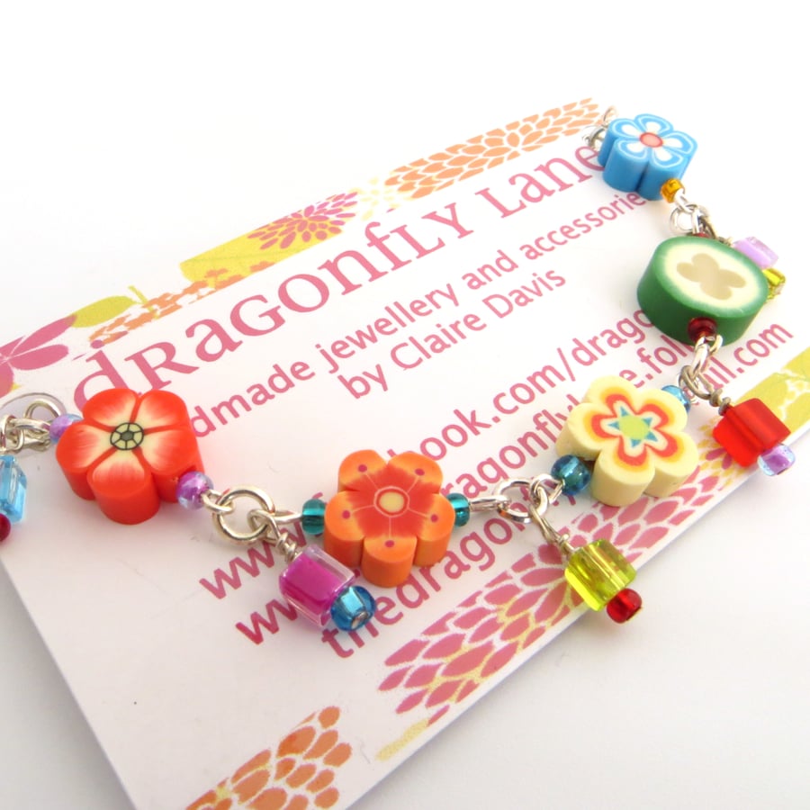 Tropical Flower Bracelet, Daisy Chain Bracelet