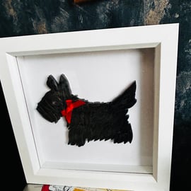 Scottie dog quilled picture for wall 