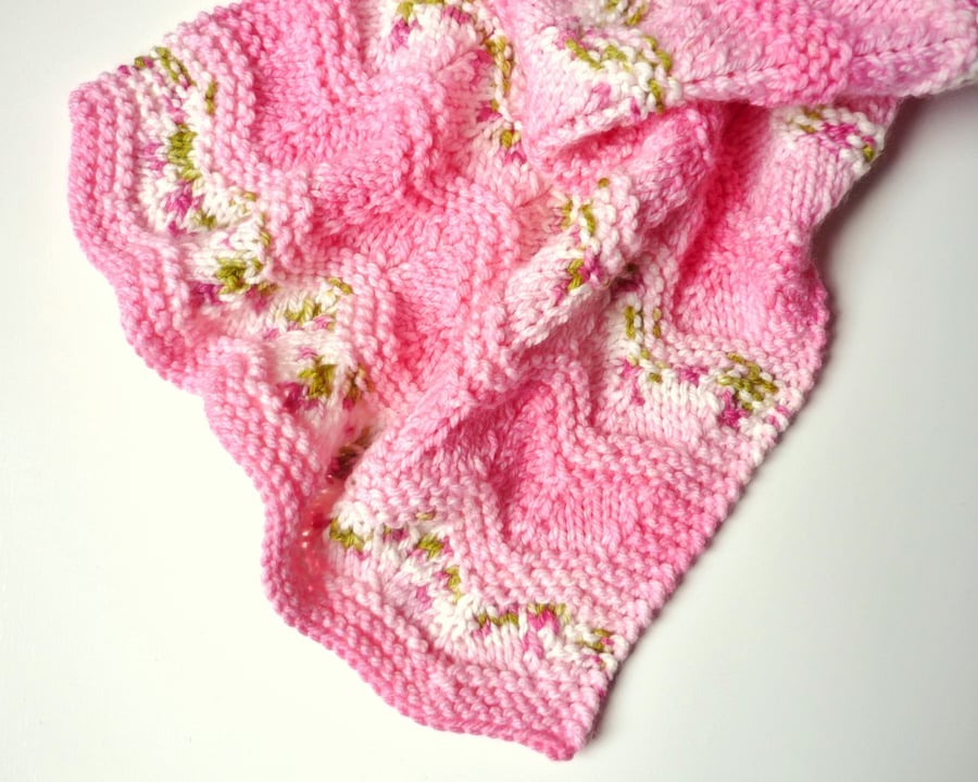 Knitted security blanket - Baby girl photo prop - Mum-to-be handmade gift