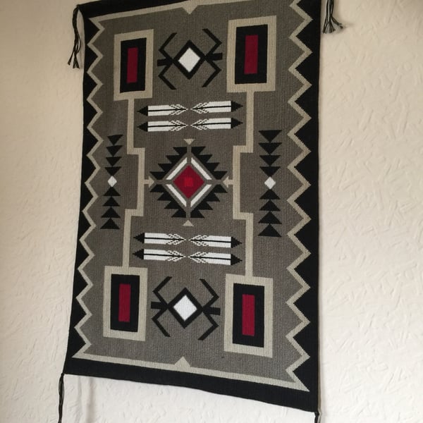 041 Navajo Native American Storm Pattern Rug wallart Folk Art Cross stitch chart