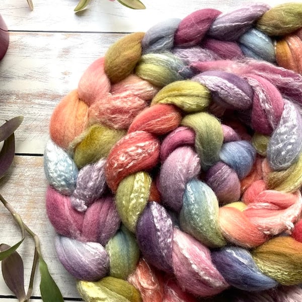 Merino bamboo Spinning fibre 100g Wild Blackberries 