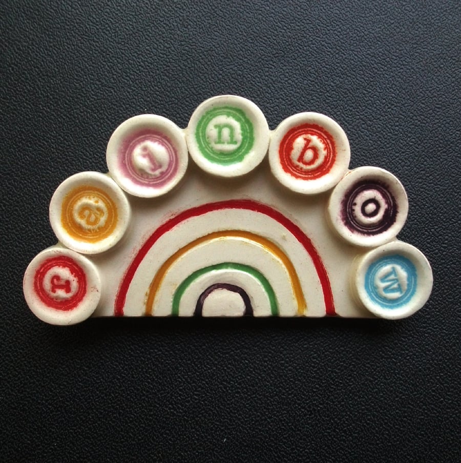 Bright Rainbow ceramic brooch