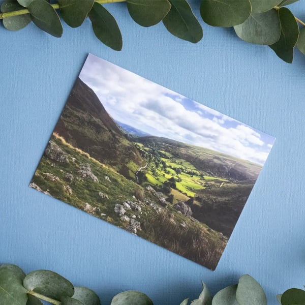 Valley near Pistyll Rhaedr, North Wales - Landscape Greetings Card & Envelope