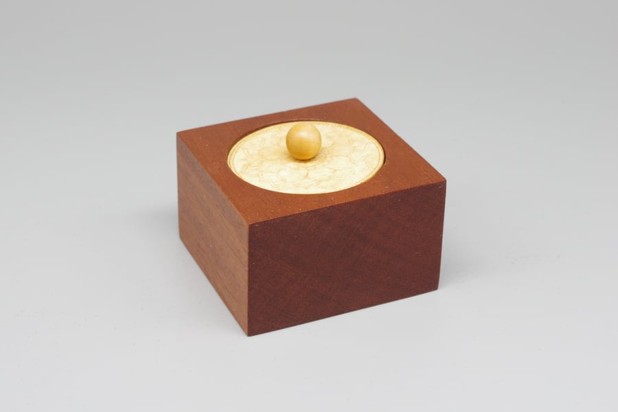 Small Square Wooden Trinket Ring Box. Handmade.