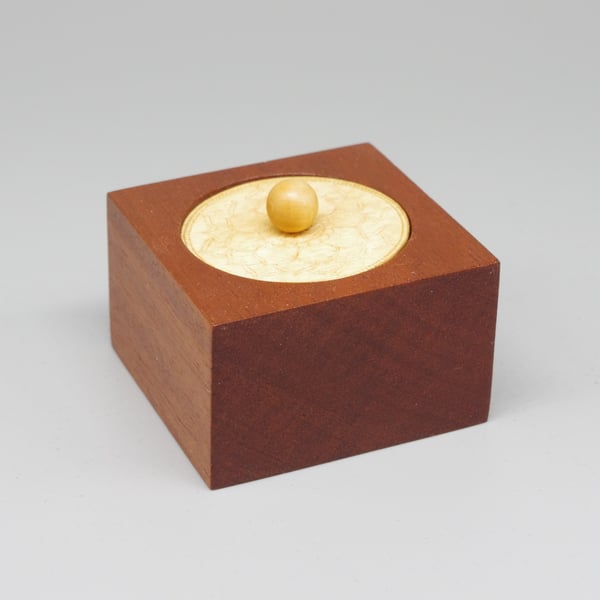 Small Square Wooden Trinket Ring Box. Handmade.