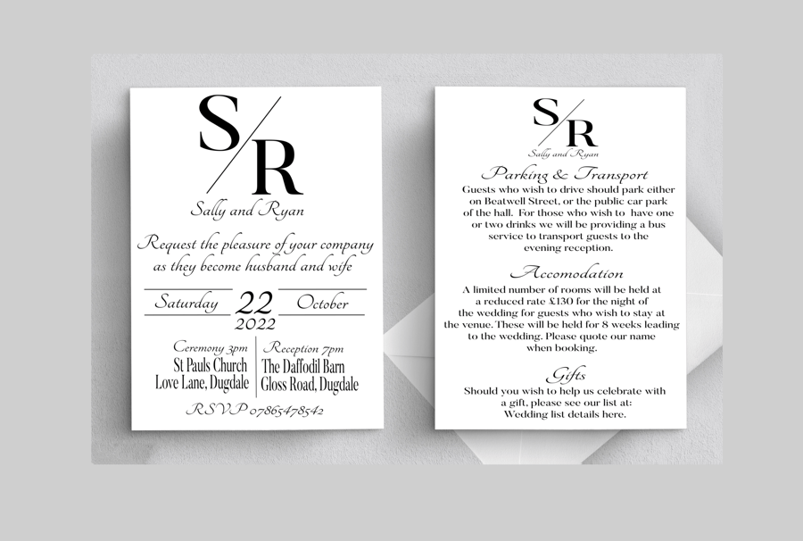 Monogram Wedding Invitation, Personalised Wedding Stationery, Elegant Wedding 
