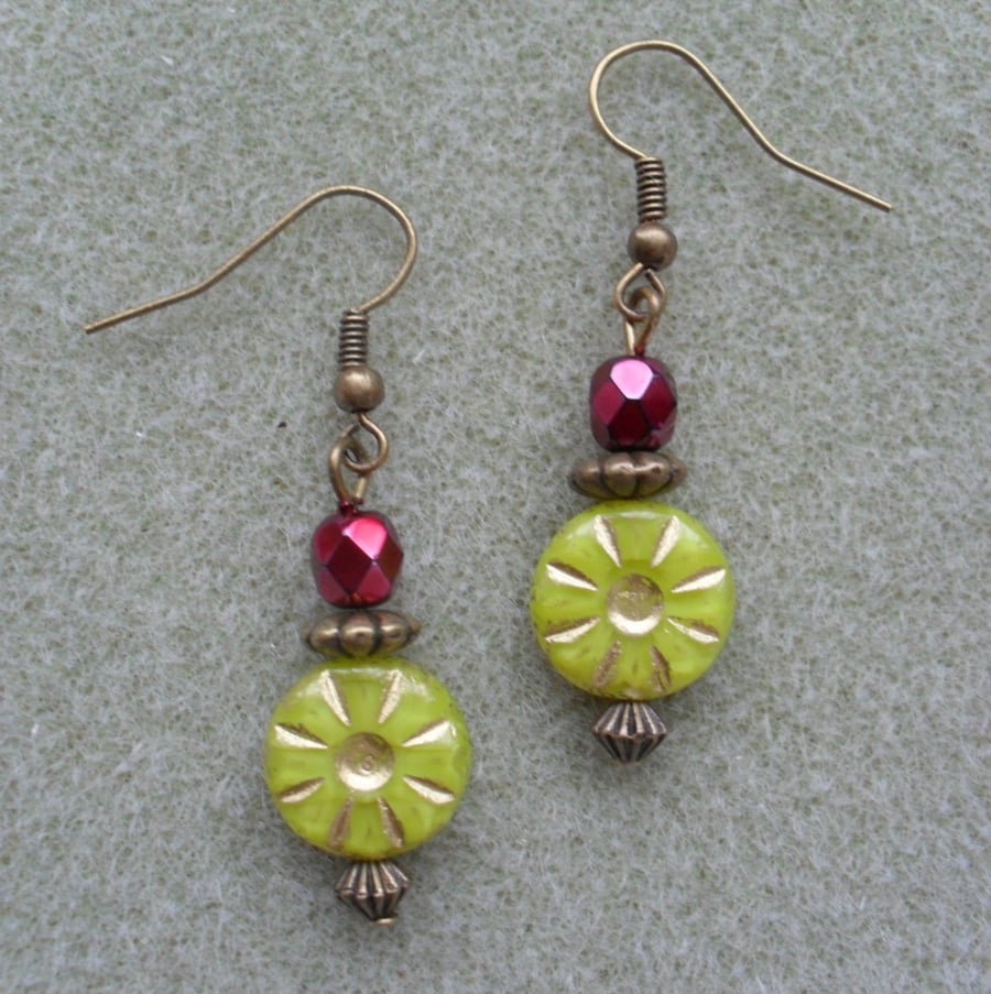 Czech Starburst Vintage Earrings