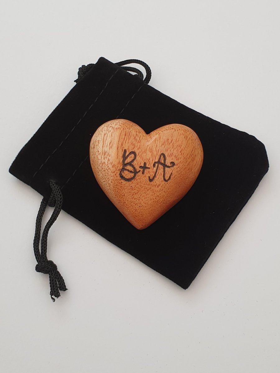 Personalised heart, solid beech heart, anniversary, valentines, wedding gift,  