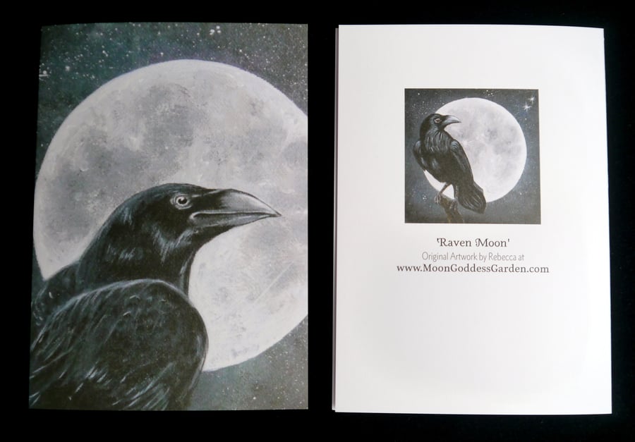 Raven Moon Greeting Card Halloween Witches Birthday Wicca Witch Pagan