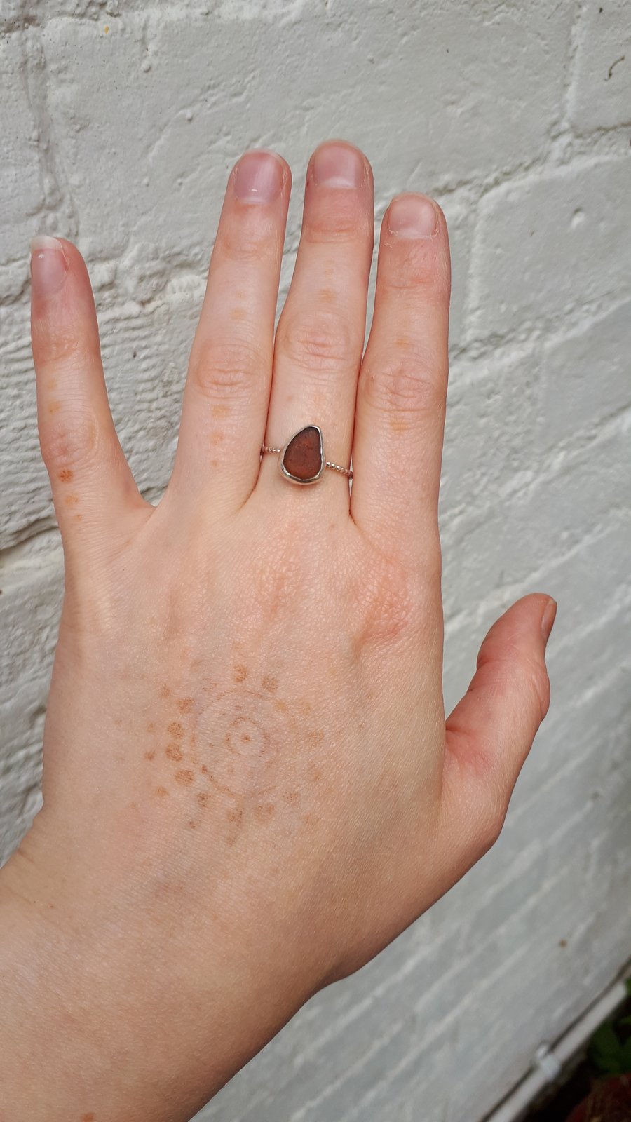 Dark Amber sea glass ring - Seconds Sunday 