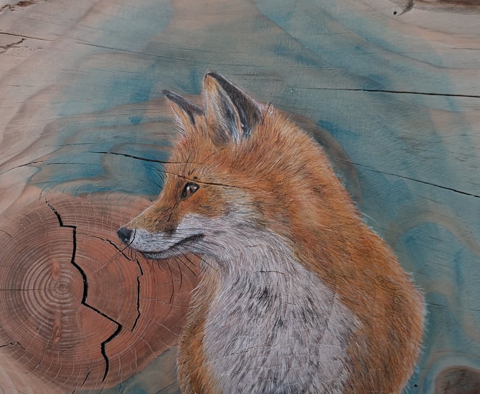 Original Fox Art on Reclaimed Wood