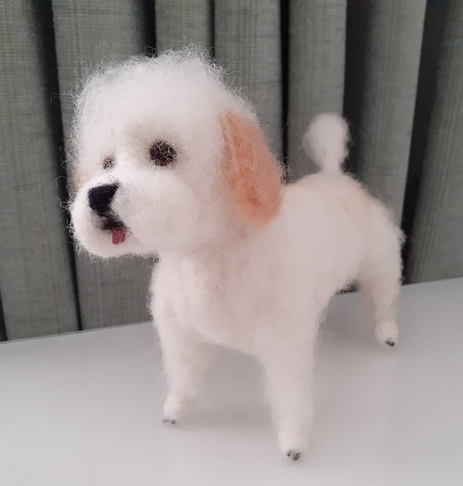 HATTY ,Miniature poodle needle felted wool sculpture ooak,collectable 