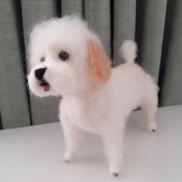 HATTY ,Miniature poodle needle felted wool sculpture ooak,collectable 