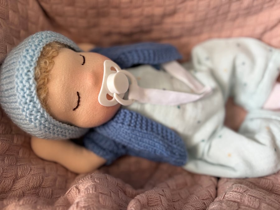 Handmade 16” weighted Waldorf baby
