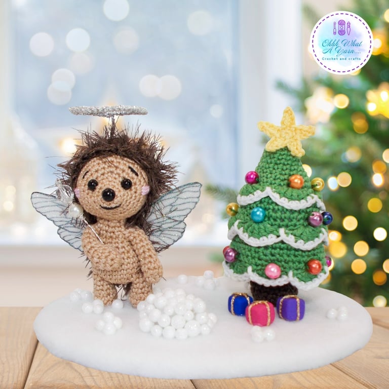 Sale ! Angelica the Christmas Angel hedgehog  sculpture. Crochet ornament.