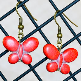 Red butterfly earrings 