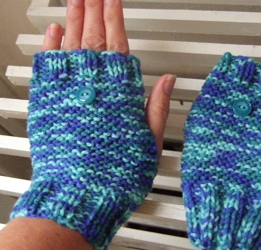 Turquoise Fingerless Gloves 