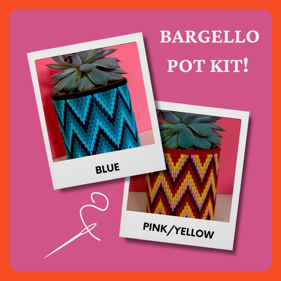 Bargello Kit Embroidery kit bargello pot holder retro pot craft kit sewing kit 