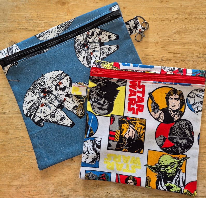 Handmade Set of 2 Star Wars Inspired Zip Pouches