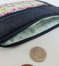 Coin purse with front pocket in dark denim and Liberty print - Image 2