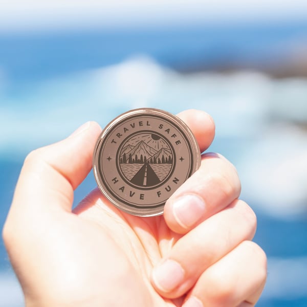 Travel Safe Coin - Mountain Design: Safe Travels Good Luck , Unique Travel Gift