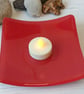 Plain Opaque Red fused glass dish