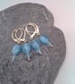 Earrings with Pale Blue Oval Glass Bead and Crystal Rondelle, Gift for Her - Image 3