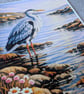 Grey Heron Coastal Knitted design photo print A4 