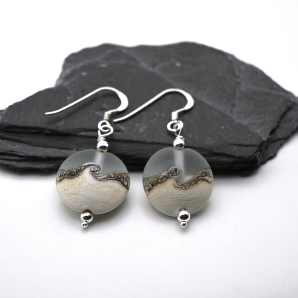 pale blue sea lampwork glass earrings