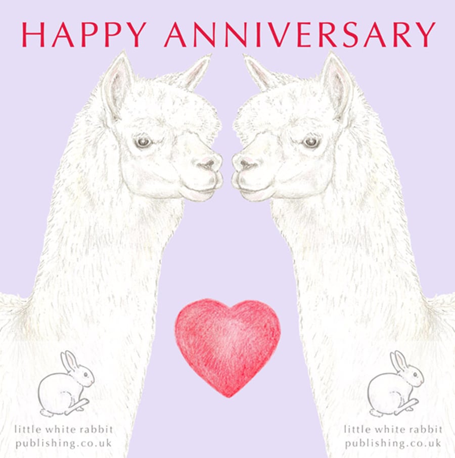 Alpaca Nose to Nose - Anniversary Card