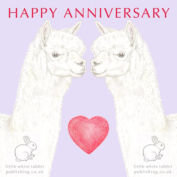 Alpaca Nose to Nose - Anniversary Card