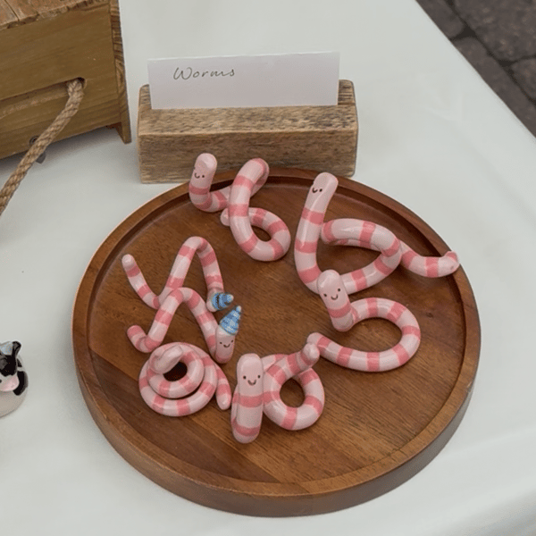Handmade Ceramic Worm, randomly selected and unique!