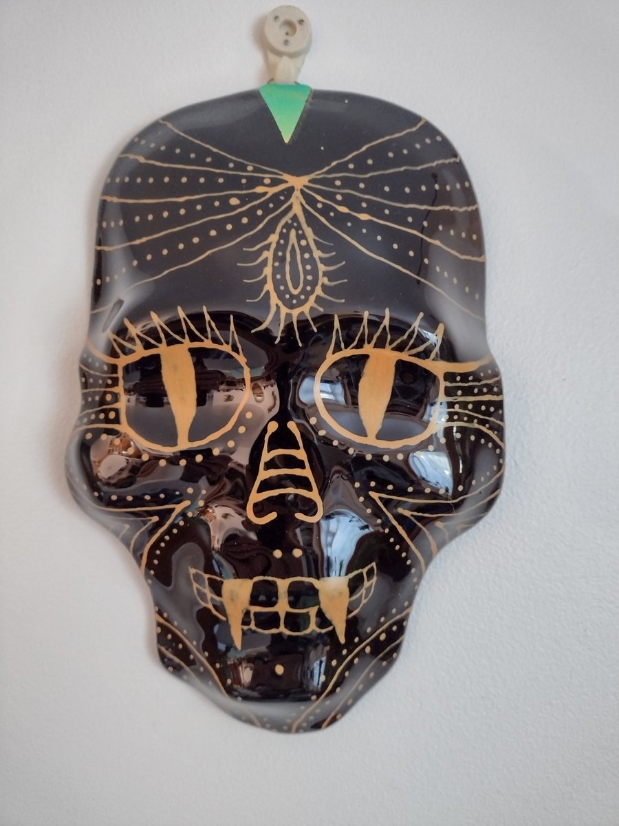 Fused glass Halloween Vampire skull hanging decoration