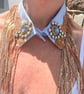 Sky Blue & Gold Vintage Crystal Detachable Collar -Sequinned Festival Accessory  - Image 6