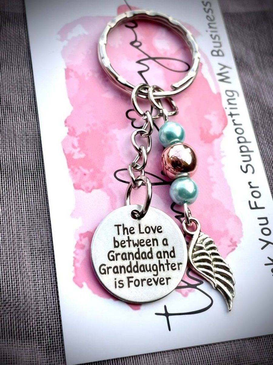 SALE Love between a Grandad and Granddaughter is Forever Keyring 