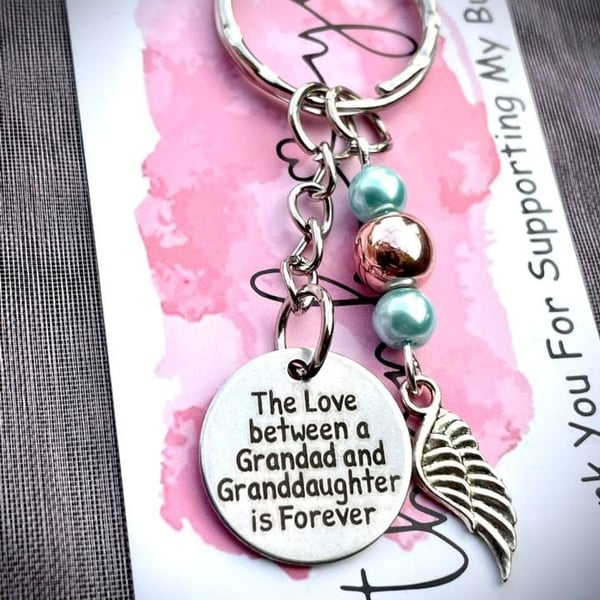 SALE Love between a Grandad and Granddaughter is Forever Keyring 