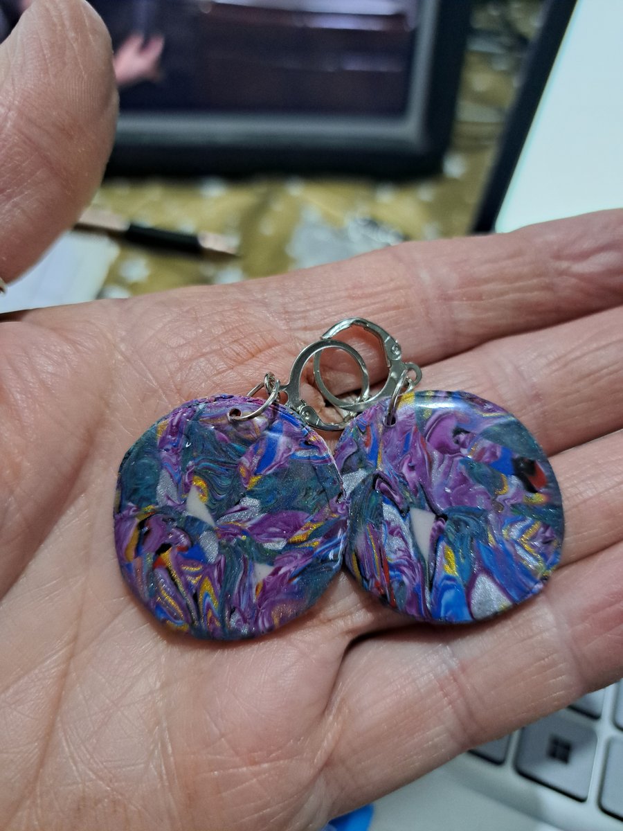 Lovely circle shaped, rainbow earrings, Handmade beautiful colours