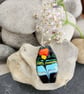 Multicolour enamel pendant with sterling silver chain - Image 1