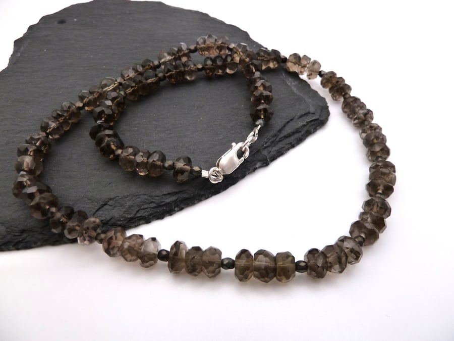 smoky quartz gemstone necklace