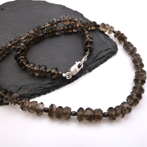 smoky quartz gemstone necklace