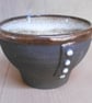 Tea Bowl, black clay, white glaze. - Image 1