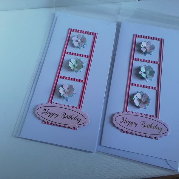 Birthday card with Handmade flowers. Ref 068