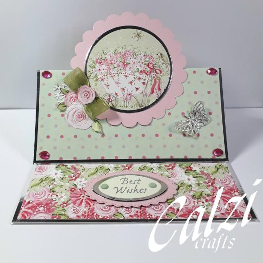 Flower Barrow Easel Style Birthday Card