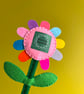 Happy Rainbow Felt Flower Hand Embroidered Decoration - Pink Face - Image 2
